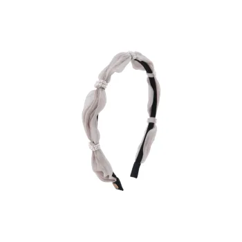 BABYBEI Fabric High-Light Pearl Headbands Women's Beige Black