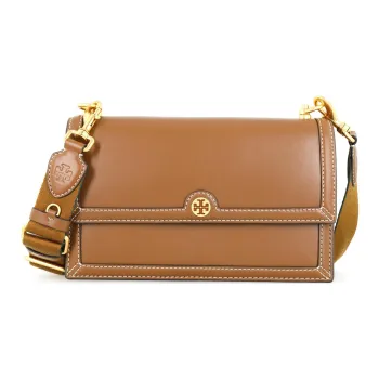 TORY BURCH T Monogram Leather Crossbody Handbag Shoulder Bag Women's Caramel Brown