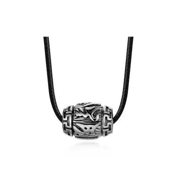 Sanpowa Stainless Steel Wax Cord Necklaces Men's