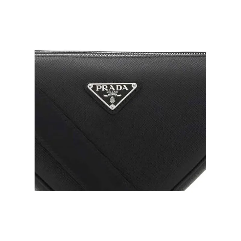 PRADA Triangle Logo Plaque Double Messenger Bag-6