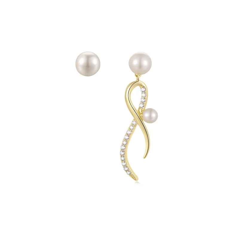 NATURALLYJOJO Shell Pearl Earrings Women's Gold-0