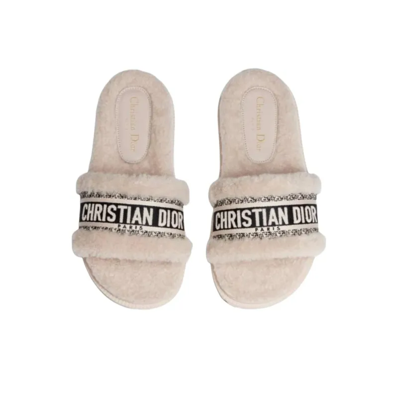 DIOR Dway Quick Dry Slide Slippers Women's Beige Black-4