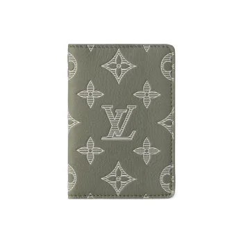 LOUIS VUITTON Calfskin Card Holder Men's Olive Green