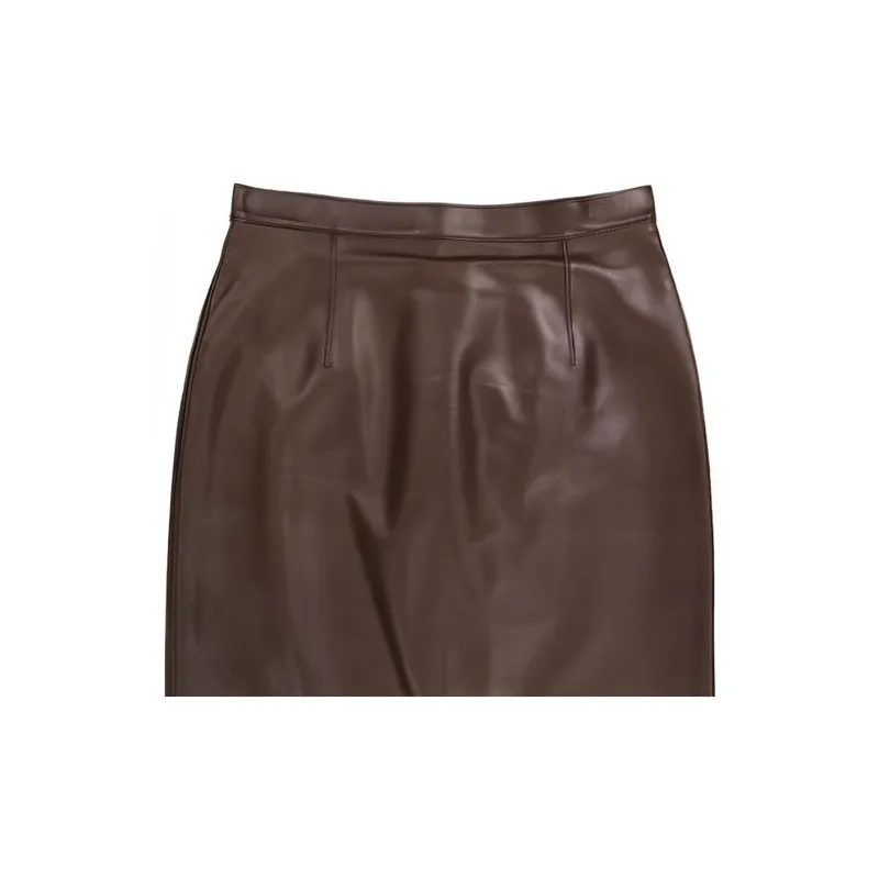 Burberry Leather Short Skirts Women's Brown-4