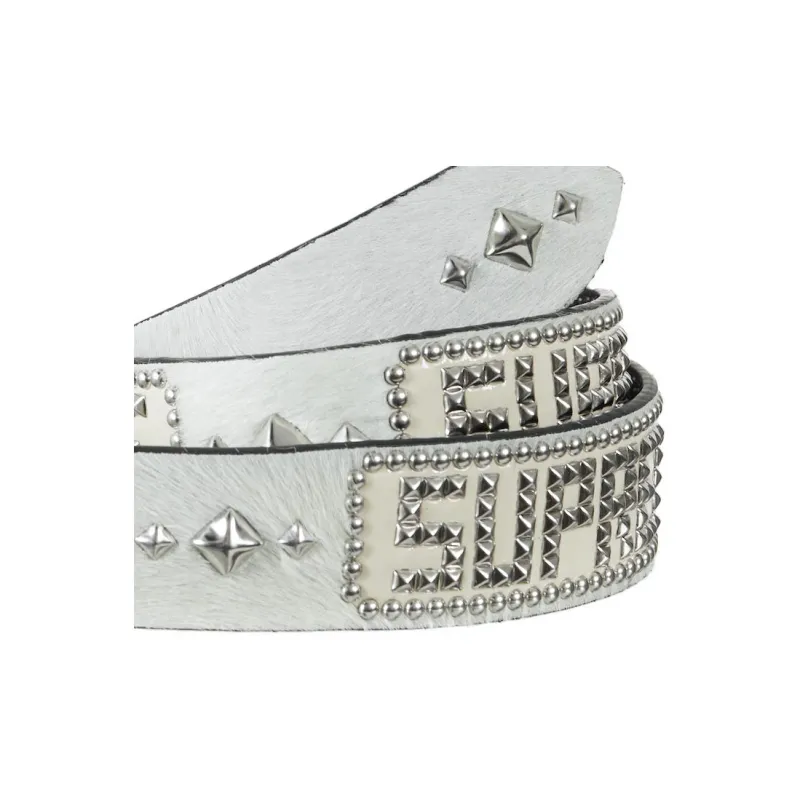 Supreme Stud Leather Belts Unisex White --2