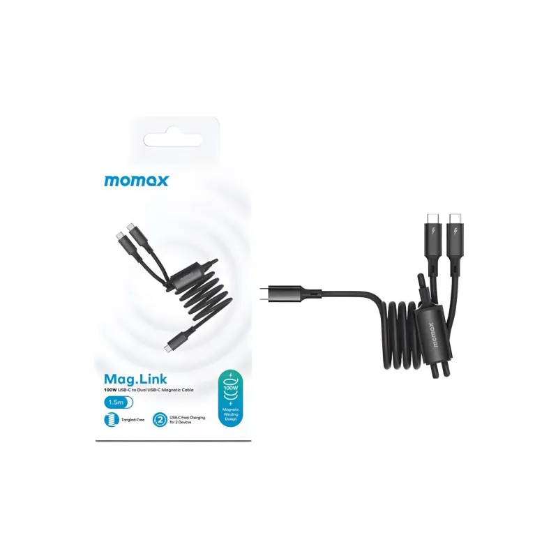 MOMAX DC85 All in one 1 to 2 100W Power Dual Fast Charging Cables-1