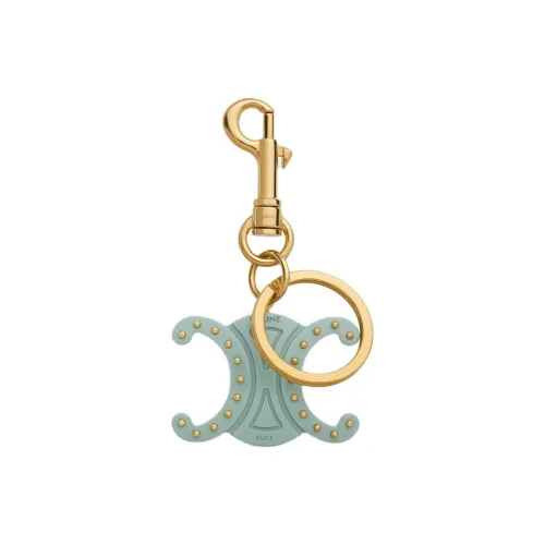 CELINE Triomphe Keyring Charms In Acetate With Gold Finishing