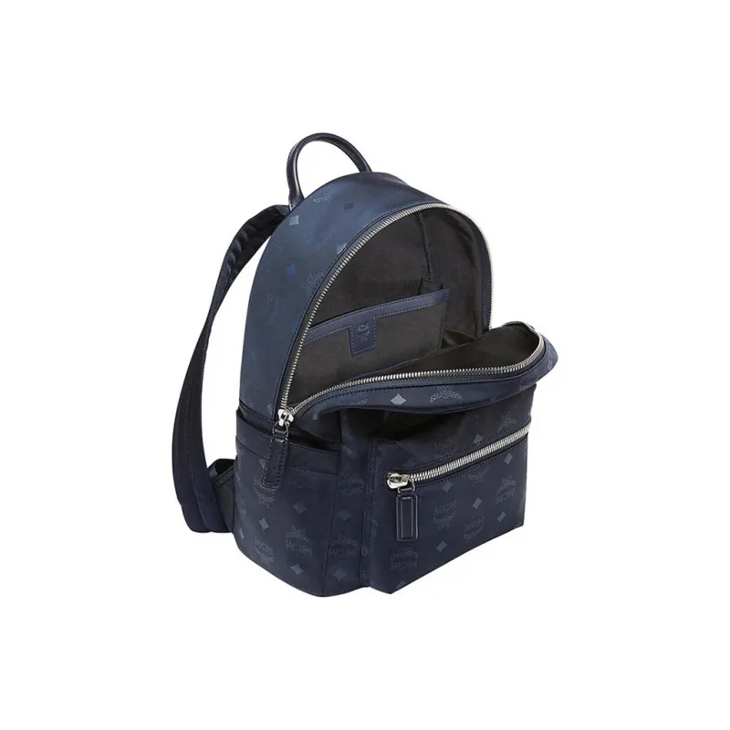 MCM Nylon Backpack Small Size Unisex Dark Blue-4