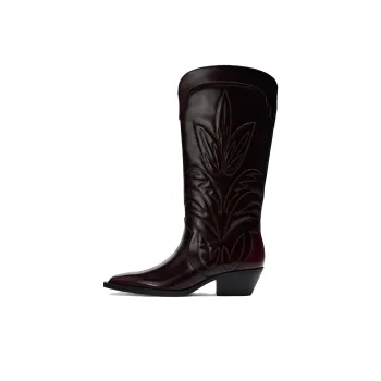 ZARA Knee high Boots 4.5cm Women's Dark Red