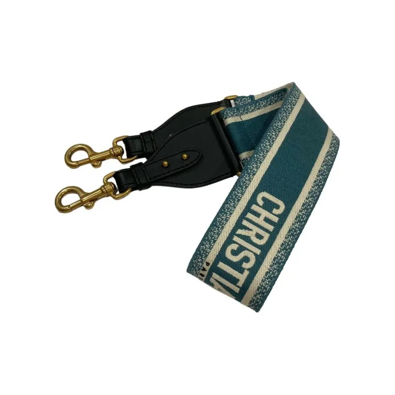 DIOR Embroidery Bag Straps Women's Deep Sea Ocean Blue-3