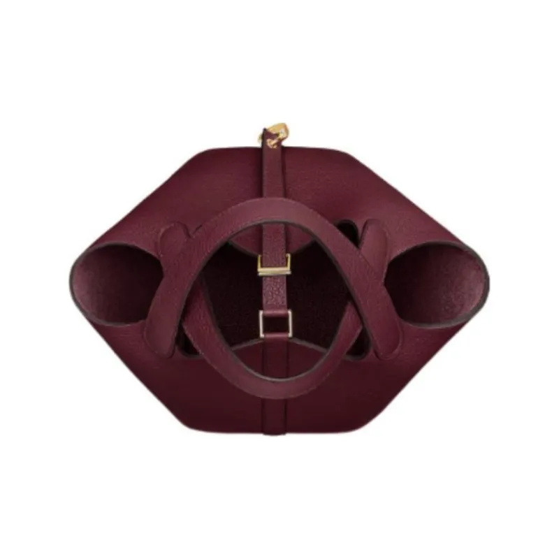 HERMES Picotin Maurice Bullock Leather Basket Bag Handbag Bucket Bag Women's 57 Bordeaux Red-2