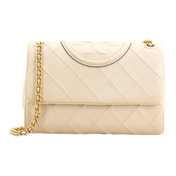 TORY BURCH Fleming Leather Portable Crossbody Bag Shoulder Bag Women's Cream