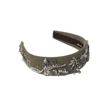 MIU MIU Cotton Headbands Unisex Olive Green