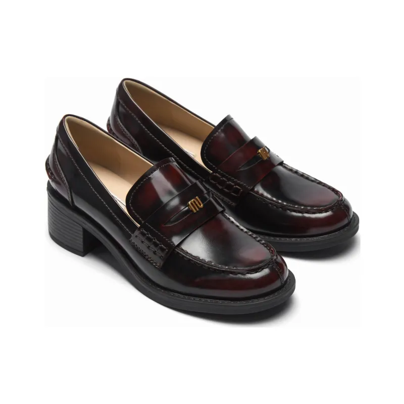 73Hours Jazz Red Tone Loafers 5cm Women's Burgundy-2