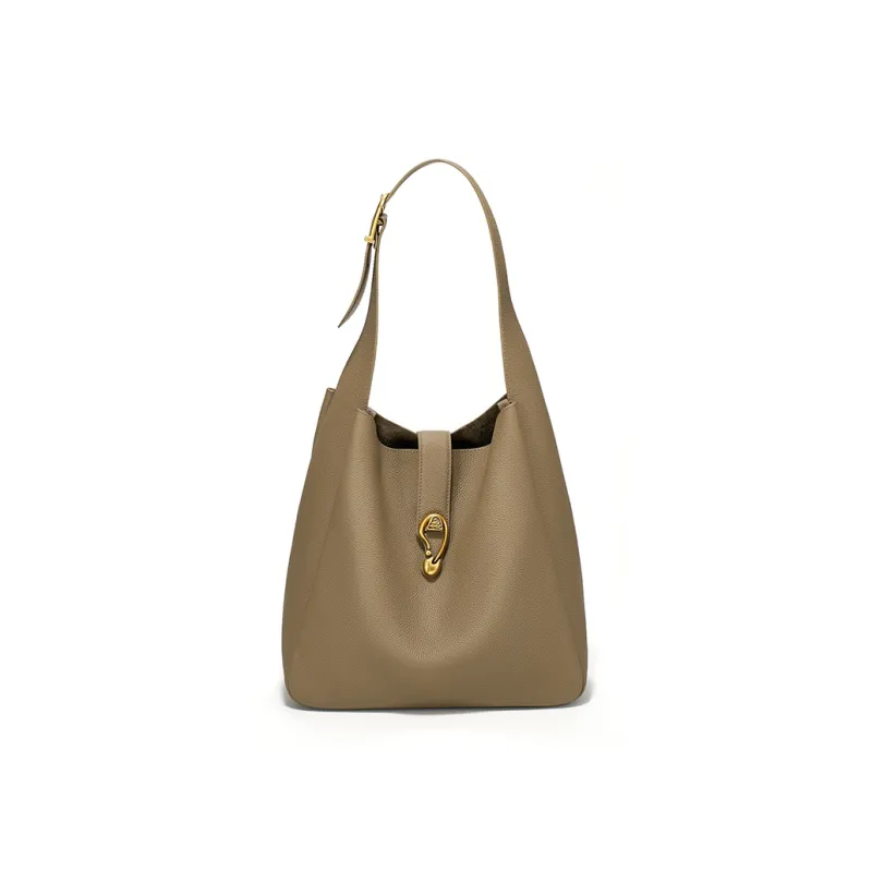 Simedin Cow Split Leather Bucket Bag Shoulder Bag Large Size Women's Bondi Blue/Elephant Gray-7
