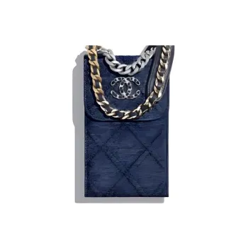 CHANEL 19Bag Denim Cell Phone Pouch Women's Dark Blue