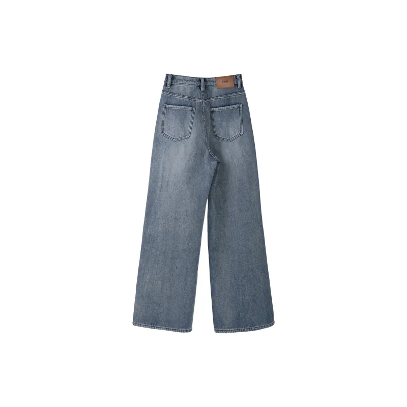 Fstudio Fall And Winter Korean Commute Straight Fit Casual Jeans Women's Blue-1