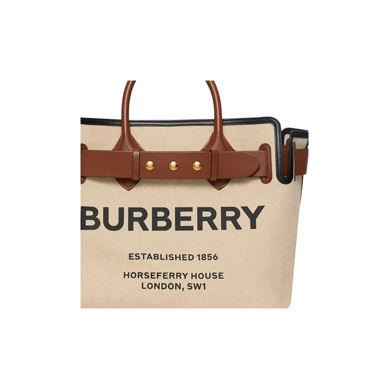 Burberry Cow Leather Tote Bag Shopping Bag Handbag Women's Beige Yellow-5
