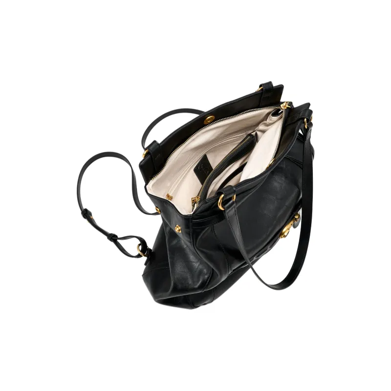 Simedin Cowhide Split Leather Backpack Shoulder Bag Large Size Women's Black-3