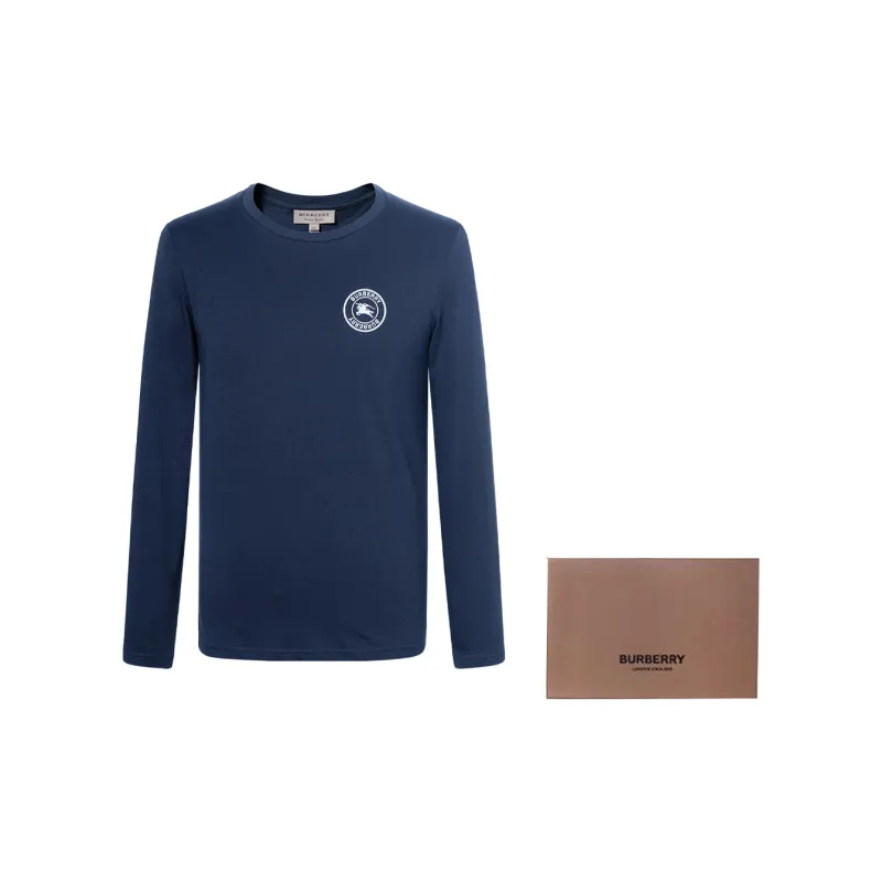 Burberry Embroidered Logo Cotton Long Sleeve T shirt-7