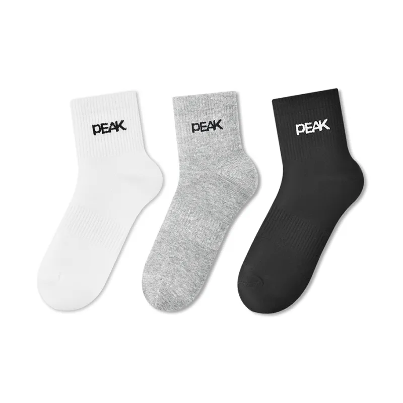 PEAK Mid-Calf Socks Unisex Combo Set Black White Gray-8