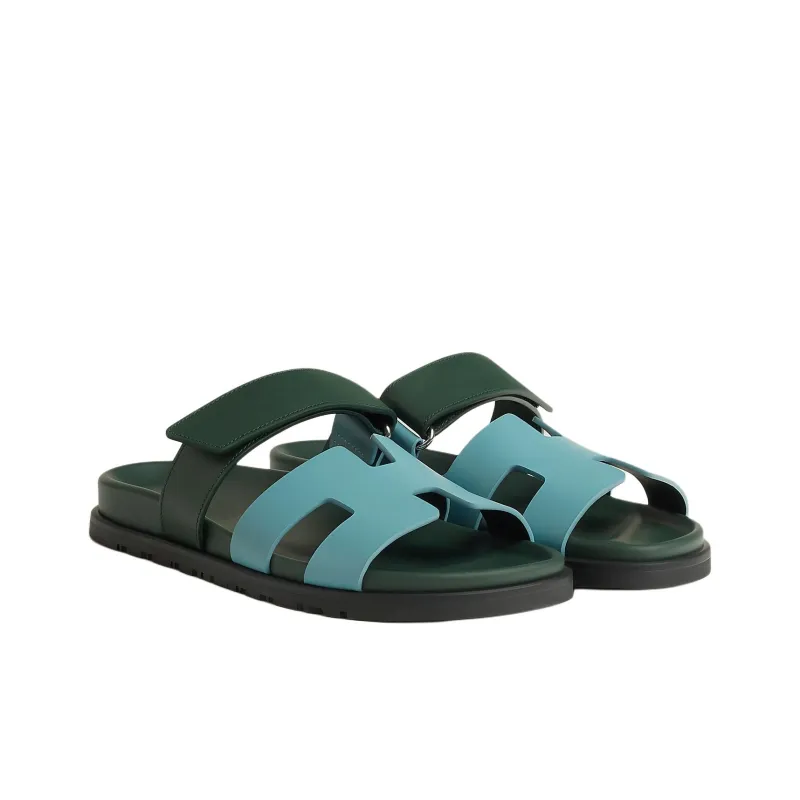 HERMES Chypre Slide Slippers Women's Blue-2