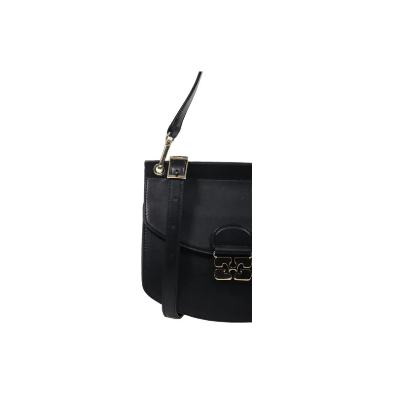 GANNI Leather Shoulder Bag Crossbody Bag Handbag Small Size Women's Black-3