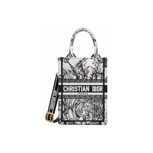 DIOR Embroidery Tote Bag Shopping Bag Cell Phone Pouch Shoulder Bag Crossbody Bag Handbag Mini Women's White/Black