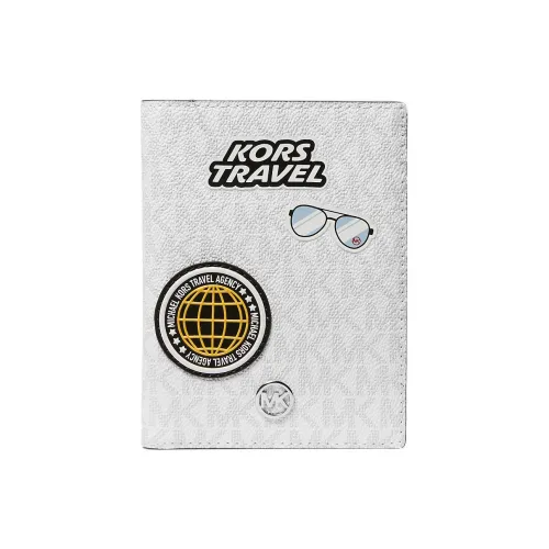 MICHAEL KORS Jet Set Travel Coated Canvas Passport Holder Medium Size Unisex Optical White