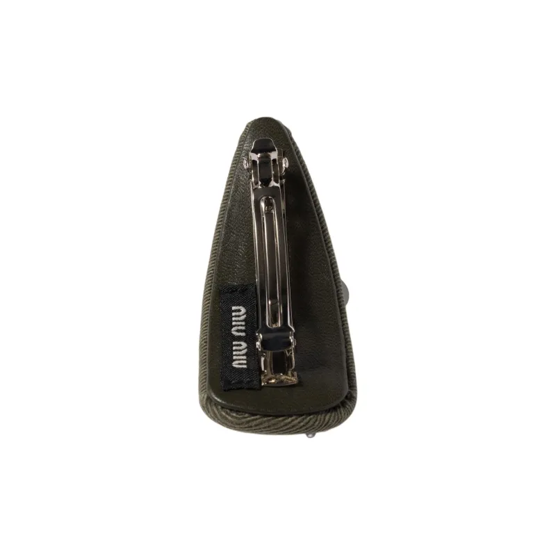 MIU MIU Lambskin Hair Clips Unisex Olive Green-1