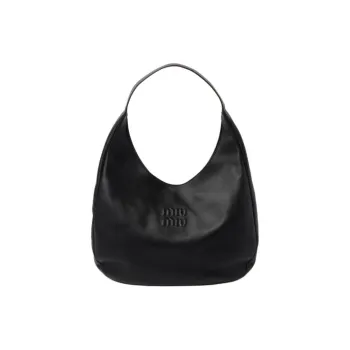 MIU MIU Leather Hobo Bag, Handbag, Shoulder Bag Women's Black