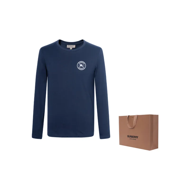 Burberry Embroidered Logo Cotton Long Sleeve T shirt-6