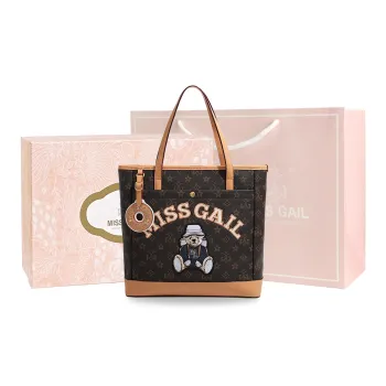 MISS GAIL Artificial Leather Handheld Shoulder Bag Regular Women's Monogram Apricot