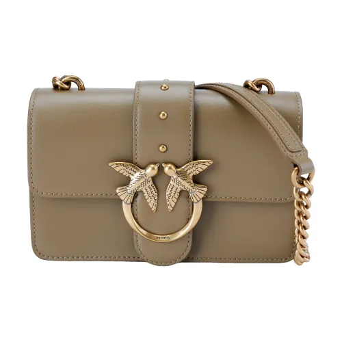 PINKO SIMPLY Calfskin Flying Bird Swallow Bag Shoulder Bag Crossbody Bag Mini Women's Olive
