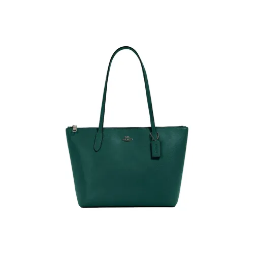 COACH Zip Top Mulberry tote Cross-Stitch Plein Handbag Shoulder Bag Large Size Women's Forest Green