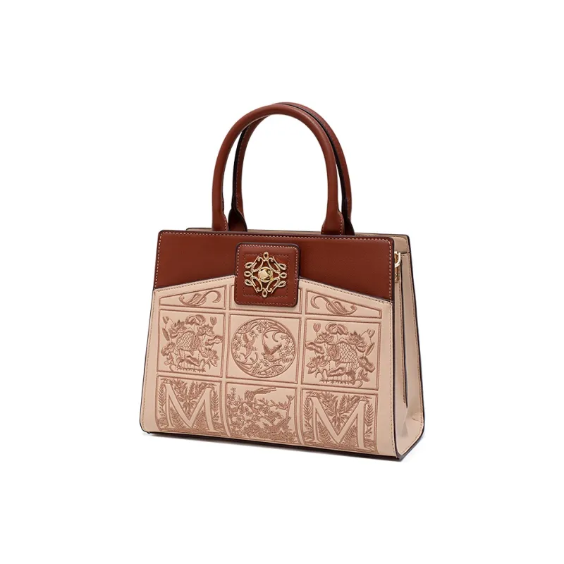 Vigno Synthetic Leather Tote Bag Shopping Bag Handbag Regular Women's Apricot/Red-1