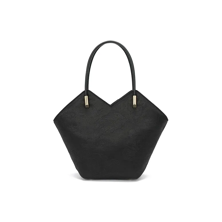 Ancient Yi Xi Mulberry Silk Cheongsam Fragrant Cloud Silk Bucket Bag Handbag Medium Size Women's Black-2