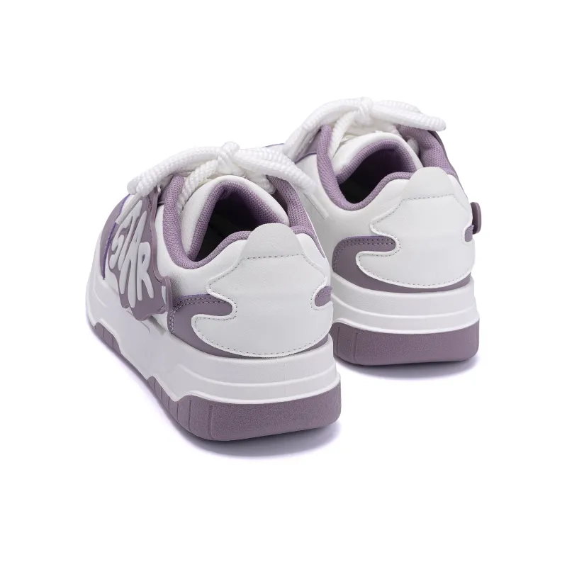 HUANQIU Height Increasing Cushioning Low Top Skateboard Shoes Women's White Purple-4