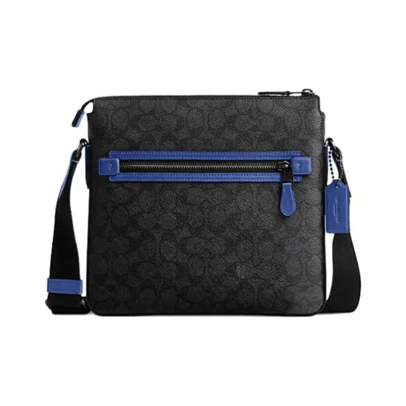 COACH Gotham Artificial Leather Shoulder Bag, Crossbody Bag Medium Size Men's Black & Blue-1