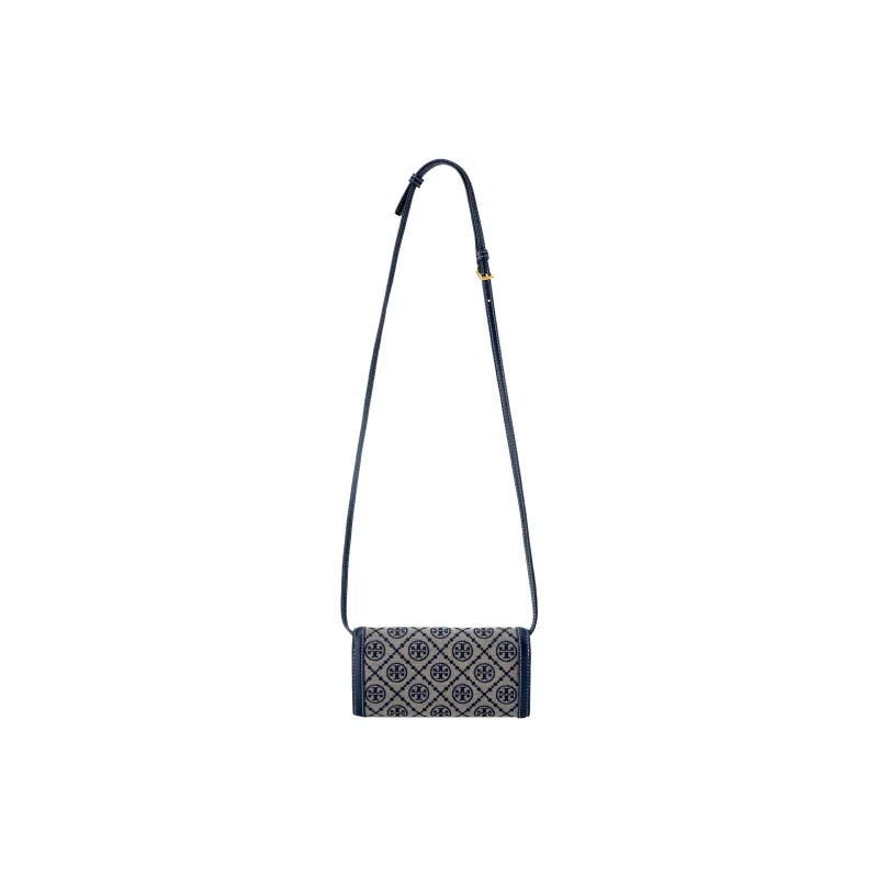 TORY BURCH T Monogram Leather With Fabric Money Clip Crossbody Bag Shoulder Bag Regular Women's Marine Blue-2