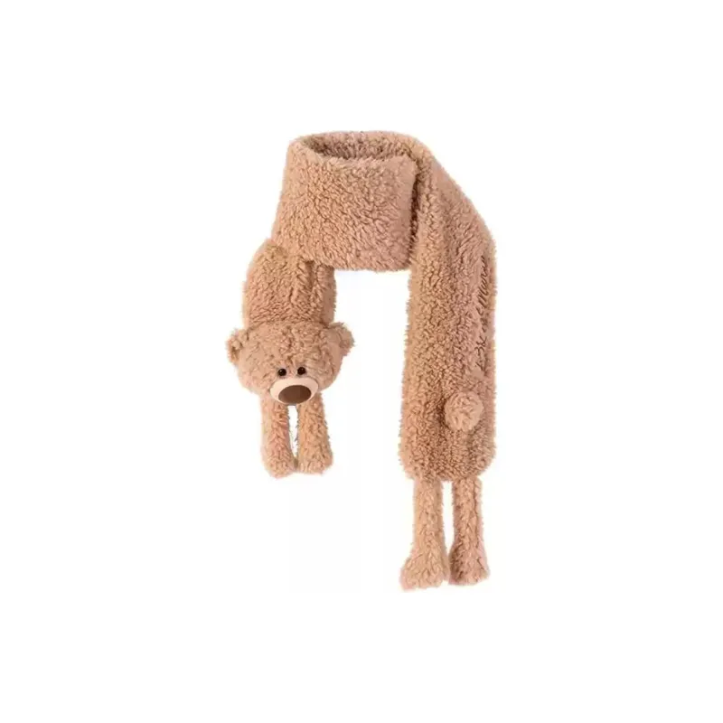 13 DEMARZO Polyester Knit Scarves Unisex Ecru/Beige Brown-4