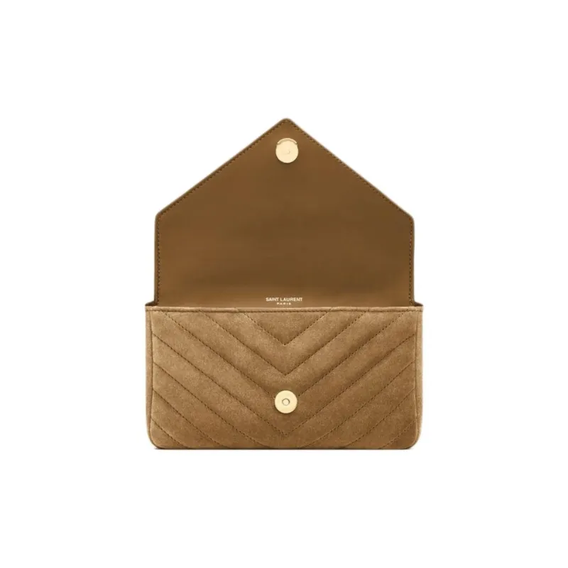 SAINT LAURENT College Split Cow Leather One Shoulder Handbag Mini Women's Golden Leaf-4