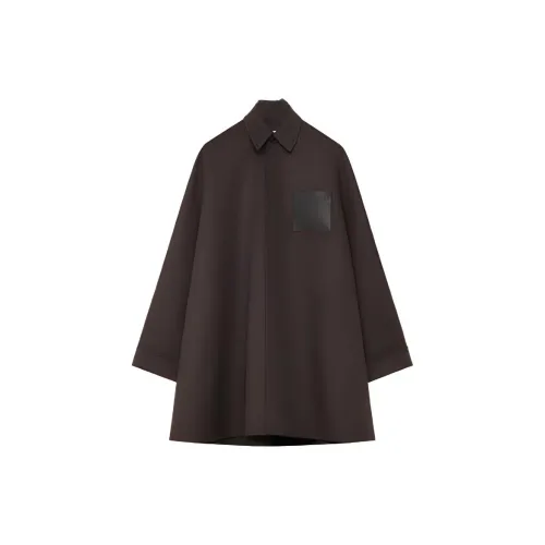 LOEWE Trapeze Coat In Wool And Cashmere Jackets Coats Women's Chocolate Brown