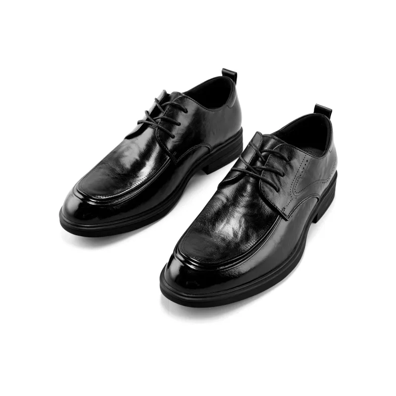 HLA Round Tip Lace Up Cow Leather Breathable Dress Shoes Men's-1