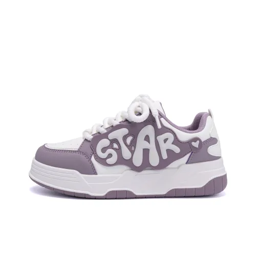 HUANQIU Height Increasing Cushioning Low Top Skateboard Shoes Women's White Purple