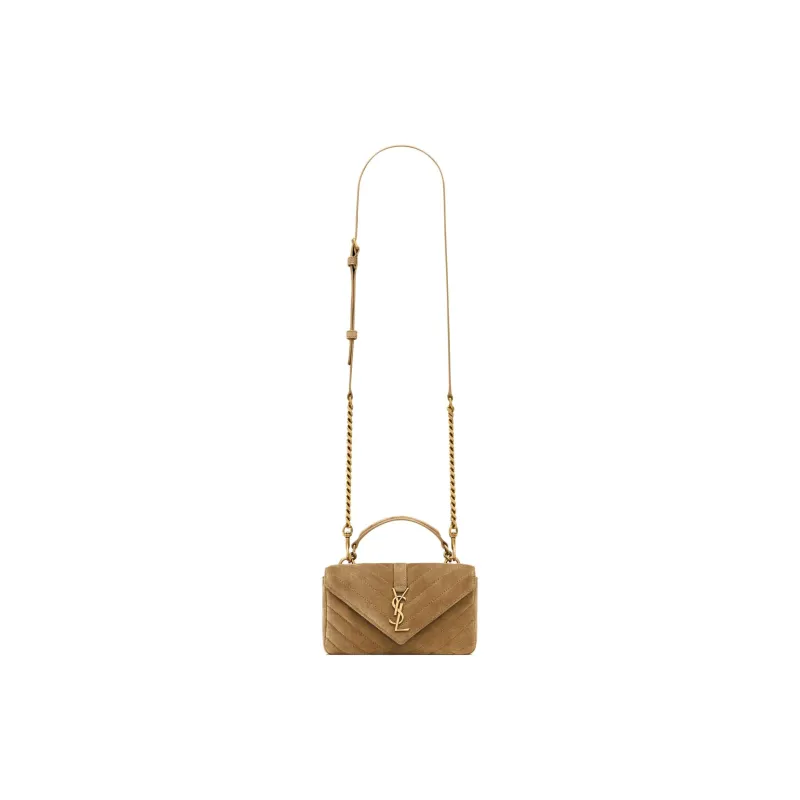 SAINT LAURENT College Split Cow Leather One Shoulder Handbag Mini Women's Golden Leaf-5