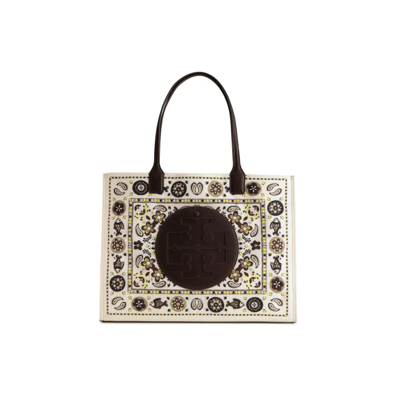 TORY BURCH Ella Fabric+Artificial Leather Tote Bag, Shopping Bag, Handbag, Shoulder Bag Tubas Women's Multicolor-0