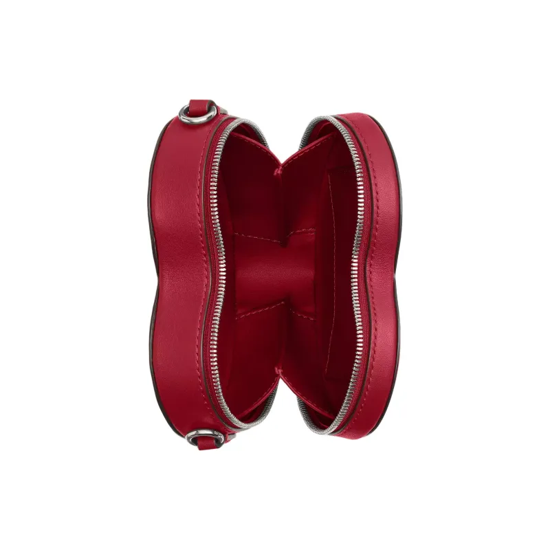 COACH Heart Leather Heart Shaped Bag Shoulder Bag Mini Women's Ruby Color-2