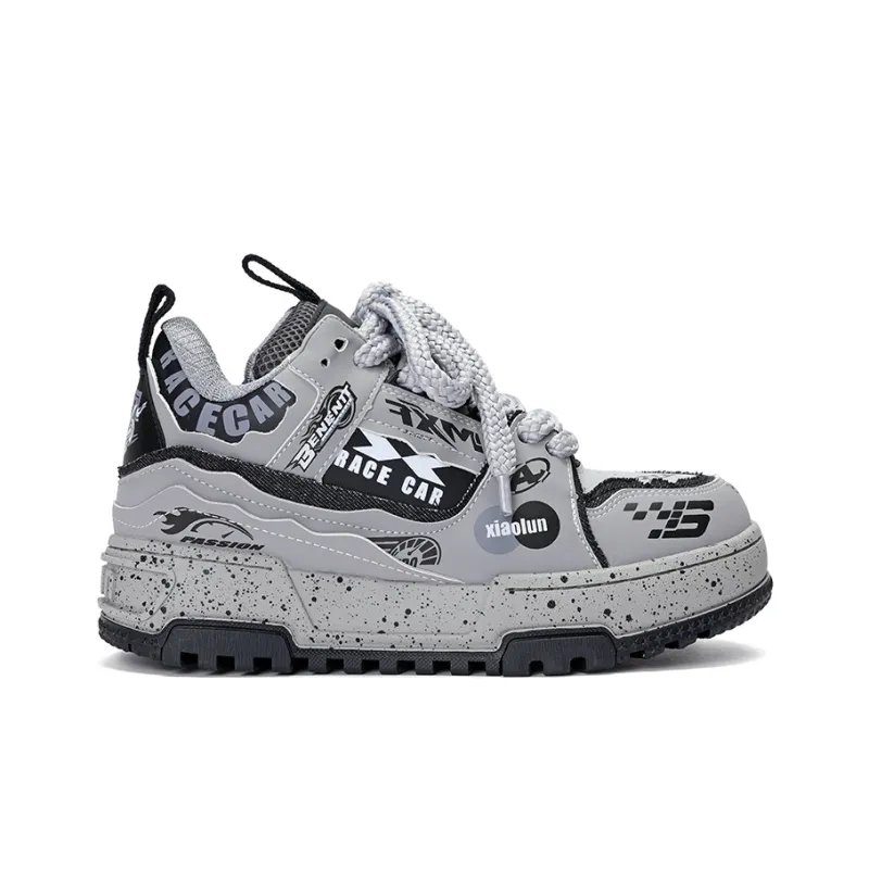 X·LUN Highway Race Anti Slip And Wear Resistant Height Increasing Low Top Skateboard Shoes Unisex Gray-1