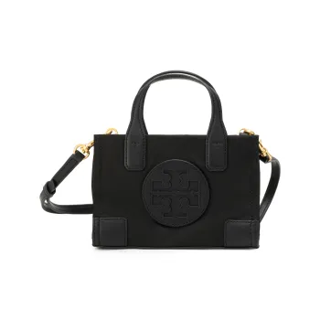 TORY BURCH Ella Fabric Tote Bag, Shopping Bag, Shoulder Bag, Crossbody Bag, Handbag Extra Small Women's Black